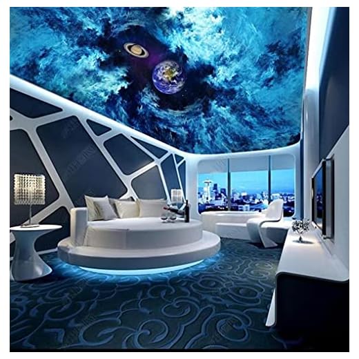 Fantasi Vintergatan stjärnhimmel nebulosa foto väggmålning tapet 3D tak vardagsrum sovrum heminredning bar restaurang café väggmålning-200 cm x 140 cm (78,7 x 55,1 tum)
