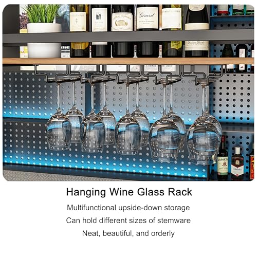 Casier à vin suspendu et mural avec support de verre flottant pour cuisine