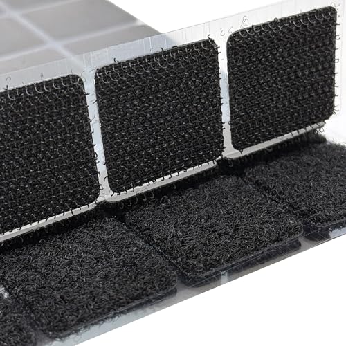 Image of ECOHomes (1x1 Inch, 48 Set Squares) Strips with Adhesive for Fabric, Black | No Sew, Stick On for Fabric, Sticky Back for Clothes, Curtains, Heavy Duty, Double Sided Hook and Loop Hem Tape Fasteners