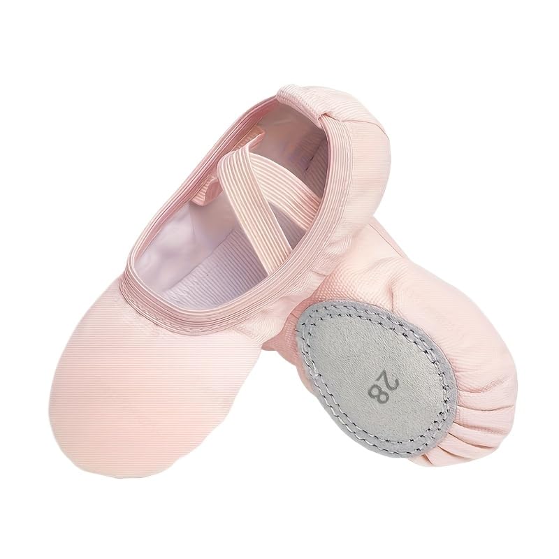 Girls' Ballet Dance Shoes - Soft Sole, Canvas Upper, Elastic Strap, Available in Black, Beige, Red - Ideal for Practice and Performance (Light Beige,7.5)