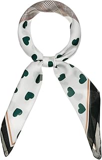 Allegra K 70cm Women Love Heart Printed Square Scarves Kerchief Head Neck Scarf Neckerchief Green