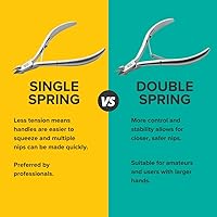 Vista 4 de Rui Smiths Pinzas profesionales para cutículas, de acero inoxidable de grado quirúrgico de precisión, mango francés, resorte doble, mandíbula