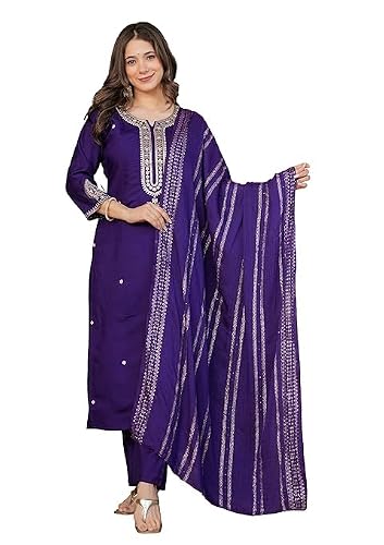 Purple Embellished Kurta