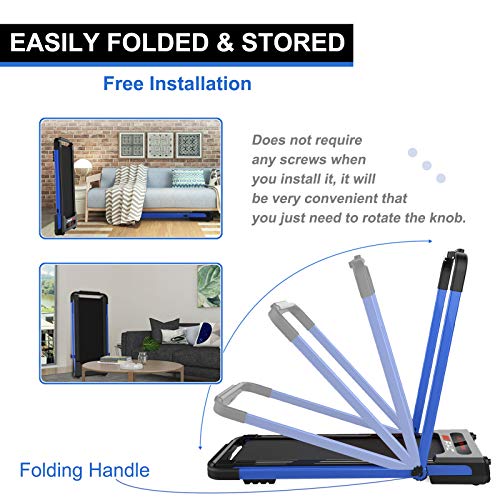 Image of Ryride-2.5 Horsepower Home Folding Treadmill, no Need to Install Folding Treadmill-Remote Control and LED Display, Suitable for Walking, Running, Jogging, Suitable for Home Office use (Blue)