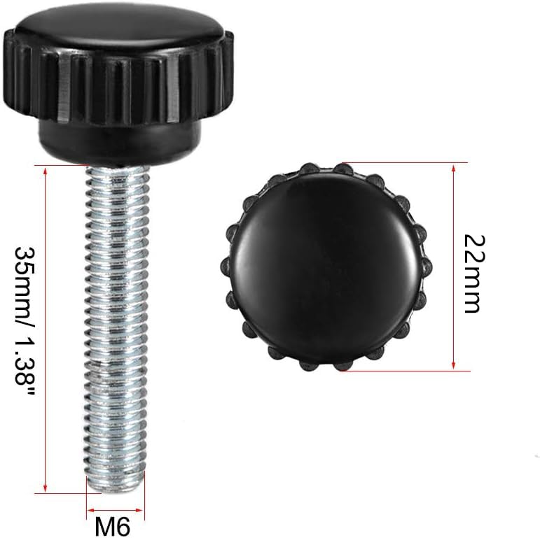 MACHSWON Knurled Clamping Knobs Saw Drill Press Lathe and Routing Jigs Packaging Machinery Printing Equipment Hand Clamping Handle Bolt Hand Knob Screw Replacement Parts M6 x 35mm 6pcs - Image 2
