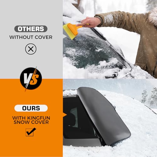 Image of Kingfun Windshield Cover for ice and Snow - Windshield Frost Cover for Most Cars, SUVs, Trucks - Ice, Frost, Wind car Windshield Snow Cover, Best Winter Gifts Car Accessories - Medium (69 inchx42 inch)