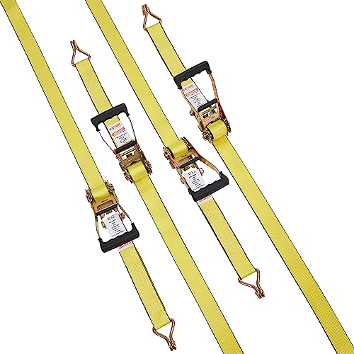 VEVOR 2" x 15' Ratchet Straps Heavy Duty (4PK), 5000 lb Break Strength, Double J Hook Includes 4 Premium Rachet Tie Downs with Padded Handles, for Moving Securing Cargo, Appliances, Lawn Equipment by VEVOR - Image 9