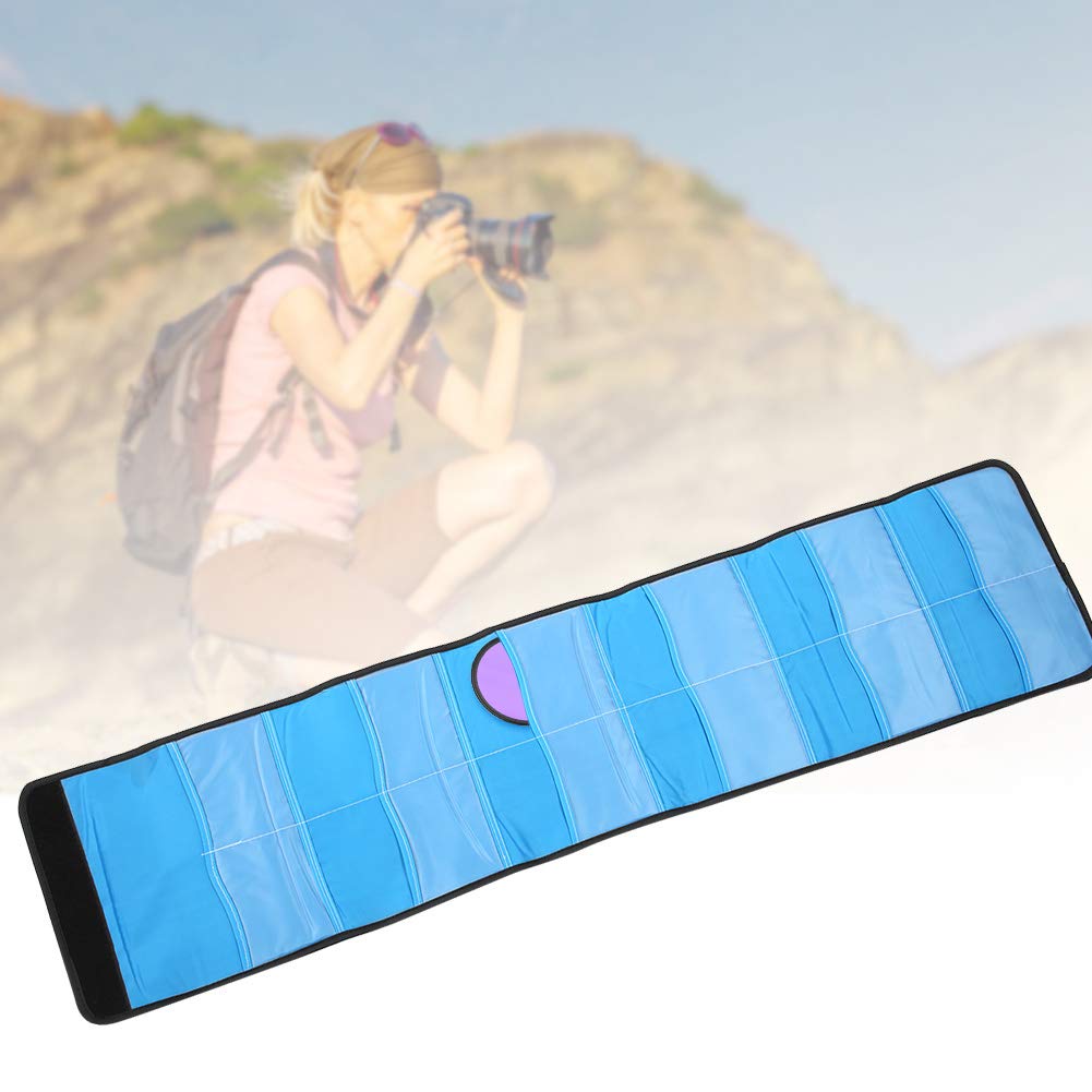 82mm Camera Lens Filter Storage Bag Shock Absorption Case Pouch Nylon Black 12 Slots for Photography Outdoor