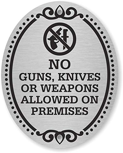 Plaque No Guns Knives aluminium signalétique interdiction arme entrée