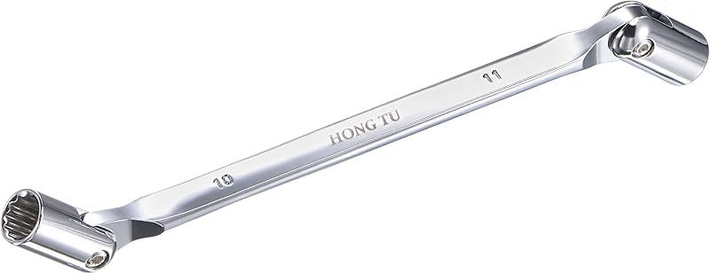 Chave de Soquete Flexível uxcell 10 mm x 11 mm, Ponta Estriada Dupla em Aço CR-V com Rotação de 180°