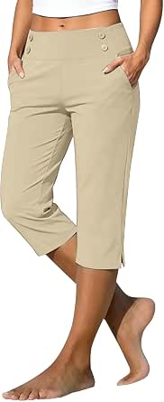 Women's Dressy Casual Capri Pants for Work, Office, Travel & Daily Wear