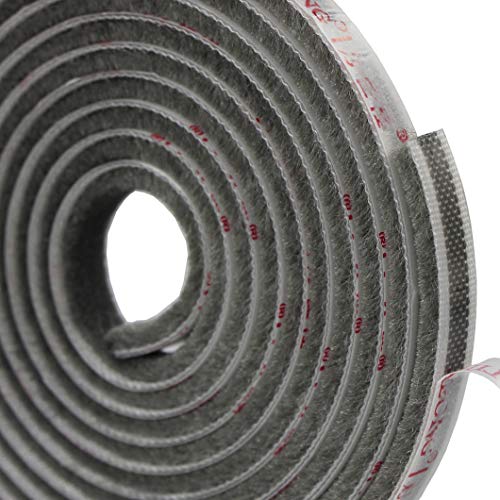 EDGEAM Selbstklebend Dichtungsband Bürste Fensterdichtung Türdichtung Bürstendichtung für Tür Fenster Zugluftstopper Staubdicht Dichtungsbürste Kleiderschränke, 5 Meter, 9MM breit x 5MM hoch (Grau)