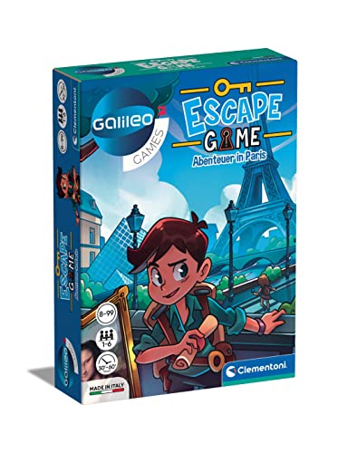 Clementoni Escape Game - Abenteuer in Paris - spannendes Gesellschaftsspiel zum Knobeln & Rätseln - Familienspiel mit Hinweiskarten & Requisiten ab 8 Jahren 59268