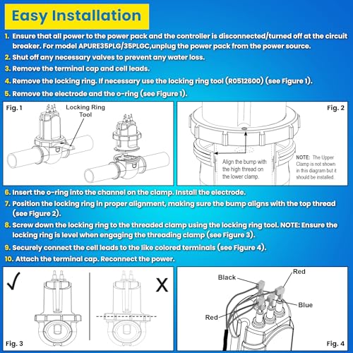 R0511400 35 Electrode Salt Cell Replacement for Zodiac Jandy AquaPure Ei Series 35 Electronic Salt Water Chlorine Generator APURE35 APURE35PLG Pools up to 35,000 Gallons With R0511600 O-Ring Updated by E-cowlboy - Used condition - Image 7