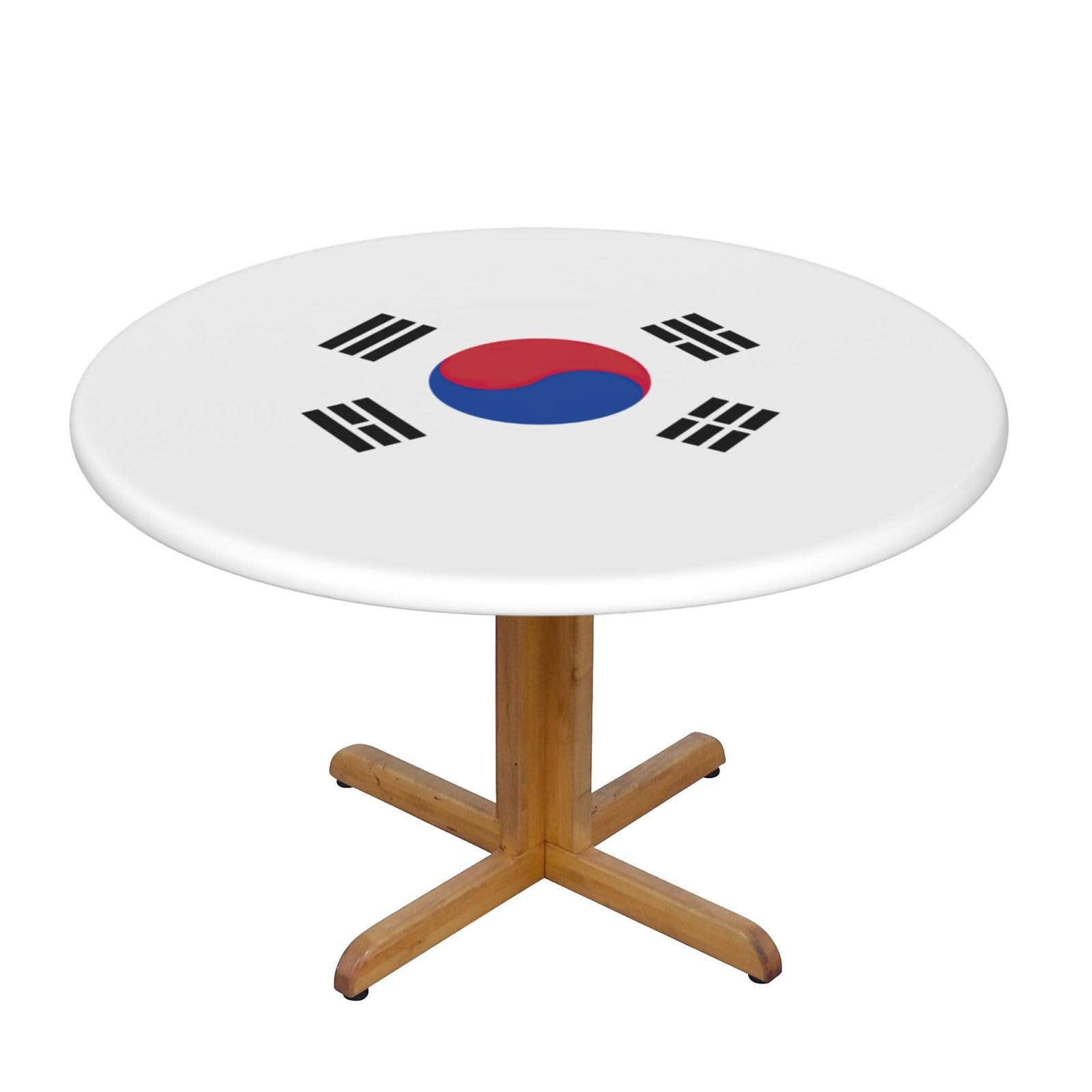 PPHGUT Flag of Republic of Korea Print Round Tablecloth Family Table Cover Kitchen Wedding Party Everyday Outdoor