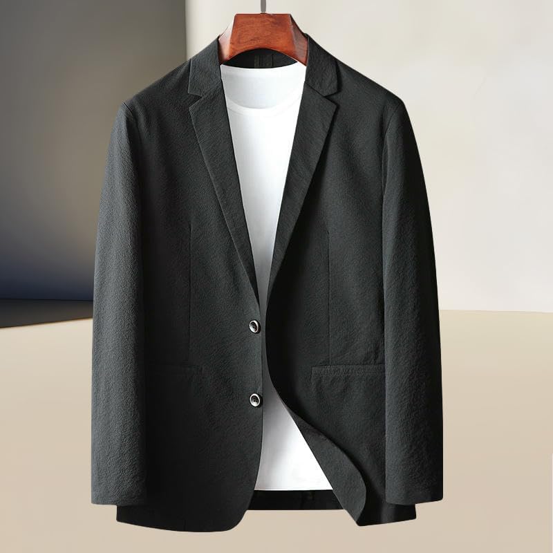 Men's Spring Summer Slight Wrinkle Stretch Single Solid Color Mid-Youth Business Wrinkle-Resistant Blazer