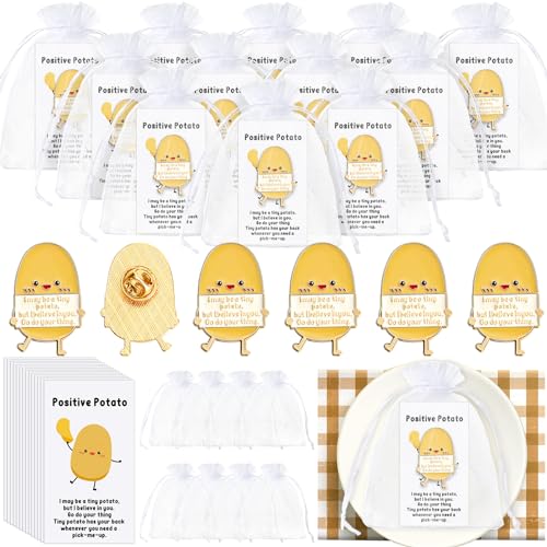 Image of Hotop 30 Set Potato Gifts Bulk Funny Lapel Pin Set Nurse Week Party Favors with Inspirational Card, Organza Bag Positive Emotional Support for Tech Nurse Practitioner Week