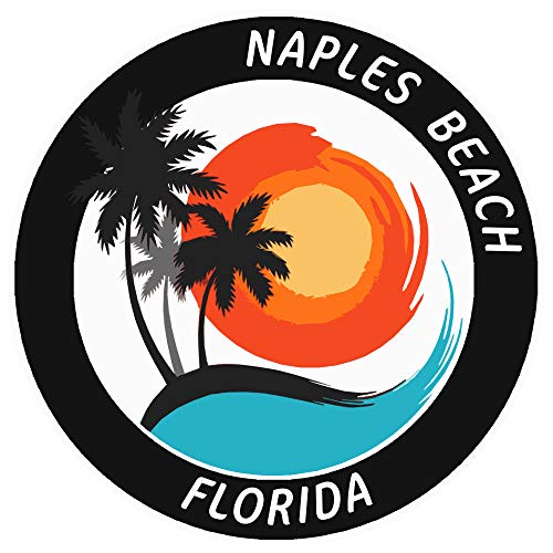 Naples Beach, Florida Tropical Scene Decorative Car Truck Window Sticker Decal Vinyl Die-Cut Badge Emblem Vacation Souvenir Travel Gear Ocean Island Beach
