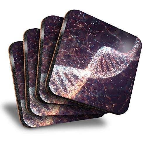 Image of Destination Vinyl ltd Great Coasters (Set of 4) Square - DNA Double Helix Genetics Science Drink Glossy Coasters/Tabletop Protection for Any Table Type #16315