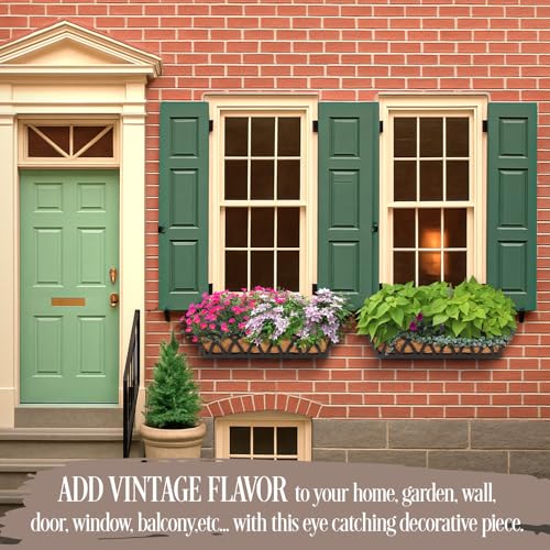 BTRAM 36IN Window Box Railing with Adjustable Brackets, Hanging Flower Planter Basket with Coco Liner for Outdoor Balcony Porch Fence Patio (Black - Set 4) by BTRAM - Image 6