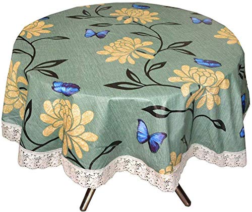 PVC Flower Printed Dining Table Cover Green Color with White Lace – 4 Seater Table, 60″ inch Round (PVC Exact Size) PVC Flower Printed Dining Table Cover Green Color with White Lace – 4 Seater Table, 60″ inch Round (PVC Exact Size)