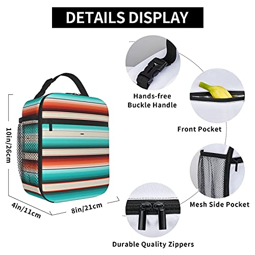 Mexican Turquoise Stripes Lunch Box Insulated Soft Bag Reusable Cooler Bag For Women Men Work Picnic Hiking #TOP5