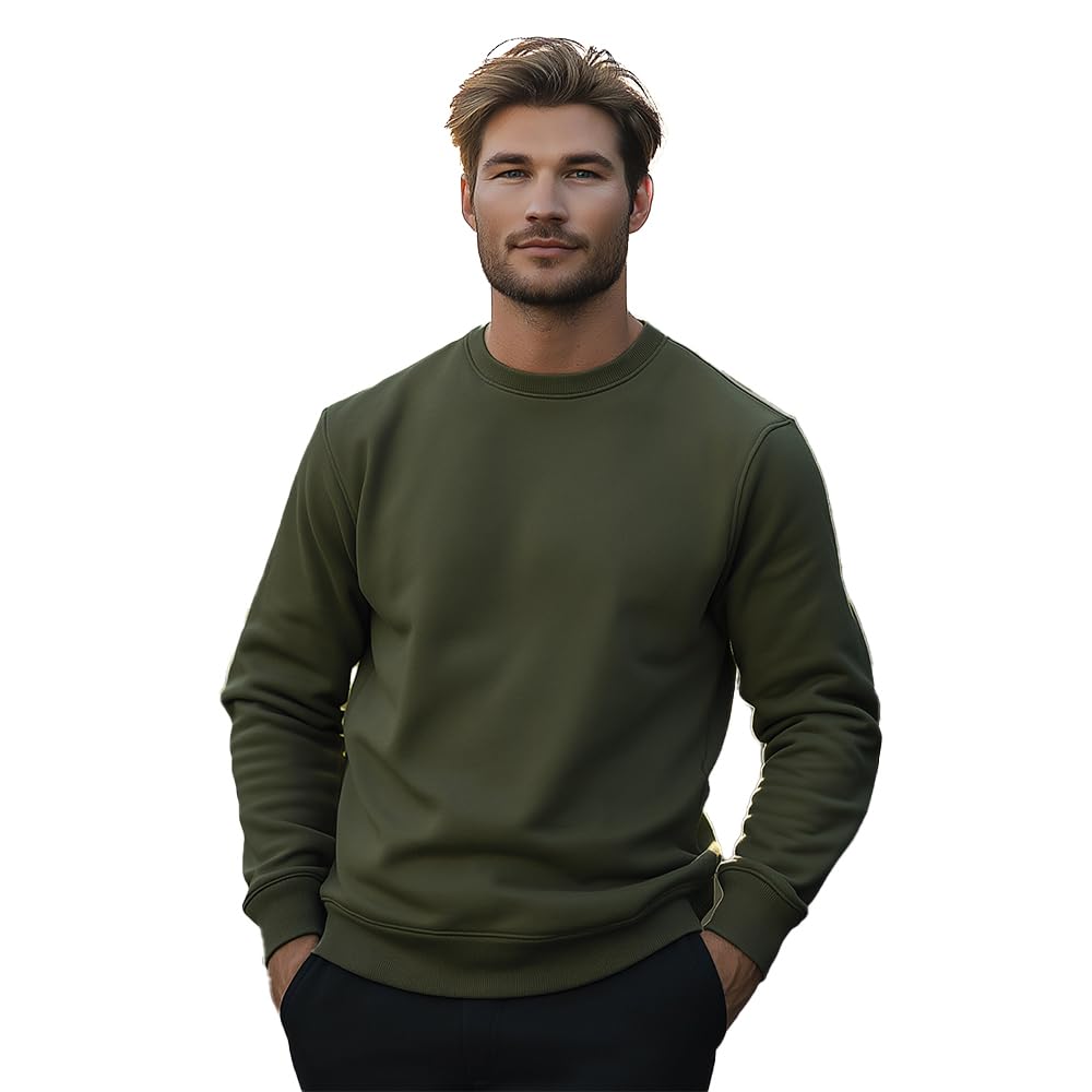 nobero Sweatshirts for Man Stylish | 280 GSM Rich Cotton Fleece Solid Regular Fit Full Sleeve Sweatshirt for Men | Stylish Casual Wear Winter Sweatshirt for Men-picture-47