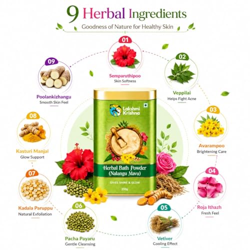 Image of Nalangu Maavu Herbal Bath Powder | Authentic Multi-Herb Skin Cleanse Blend | Gentle Body & Face Wash Alternative | Traditional Daily Care for Smooth & Fresh Skin