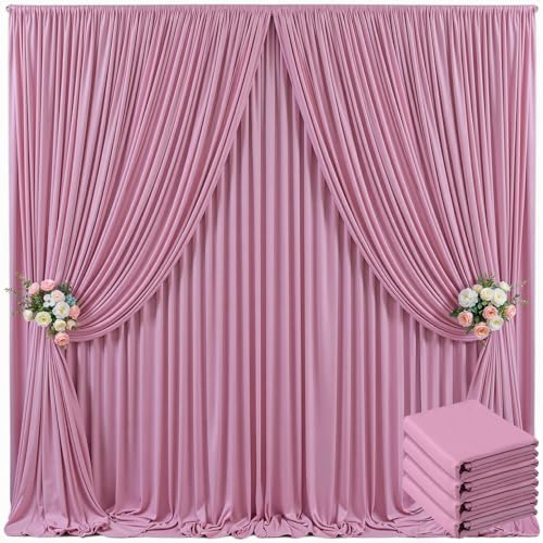 20ft x 10ft Dusty Pink Backdrop Curtain for Parties Rose Wrinkle Free Backdrop Drapes Panels for Baby Shower Birthday Party Wedding Photo Photography Polyester Fabric Background Decoration
