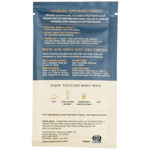 Teeccino Prebiotic Superboost™ Herbal Coffee Sampler – 6 Trial-Size Packets – Dark Chocolate, Mango Lemon Balm, Macadamia Nut – Prebiotic, Caffeine-Free, Ground Coffee Alternatives For Good Gut Health #TOP1