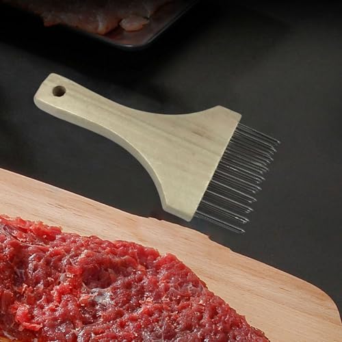 Ablandador de carne portátil para barbacoas caseras con mango de madera cómodo 7