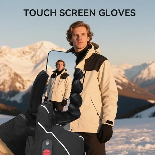 Image of SAVIOR HEAT Heated Gloves for Men Women, Rechargeable Electric Heated Leather Skiing and Snowboarding Gloves