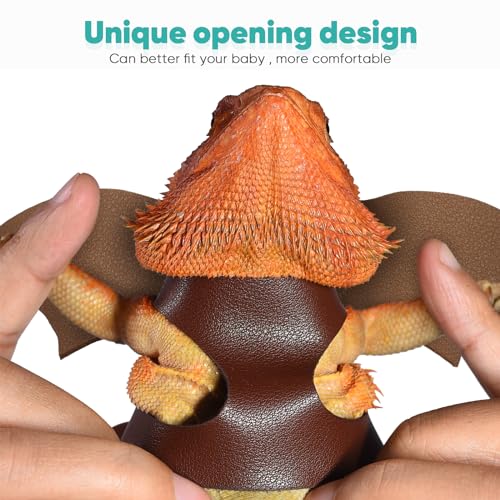 Image of LIKZINWA Bearded Dragon Lizard Leash Harness,4 Size Pack Adjustable Small Animal Harness for Reptile and Small pet (New Dinosaur Wing)