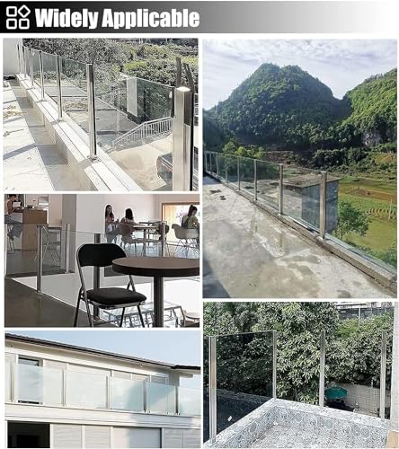 Poste de barandilla de vidrio plateado para instalar pasamanos en la terraza 8