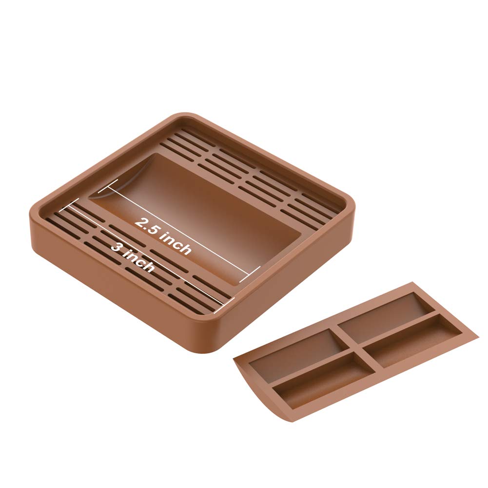 3x3 Square Rubber Furniture Caster Cups with Anti-Sliding Floor Grip, Silicone Non-Slip Caster Cups is Deal for All Furniture Wheels & 3X3 Furniture Leg 4PACK(Brown)