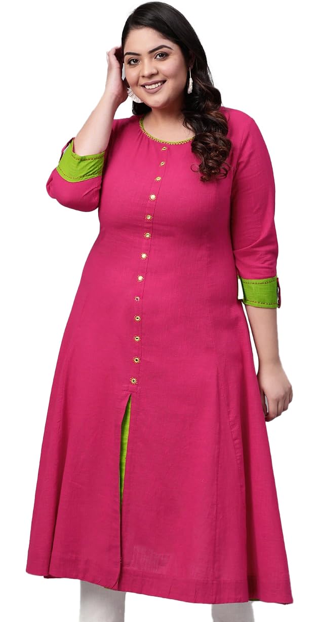 Women's Cotton Slub Embroidered Anarkali kurta