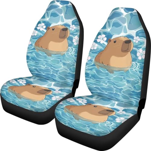Housses de siège de voiture avant élastiques 52X138Cm pour SUV, camionnette et camion motif Capybara
