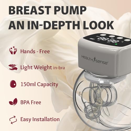 Image of HealthSense Breast Pump for Feeding Mothers | Handsfree Electric Breast Pump Automatic with 3 Modes 9 Frequency, Rechargable, Light Weight & BPA Free Cup, LCD Touch Panel with 1 Year Warranty - BP601