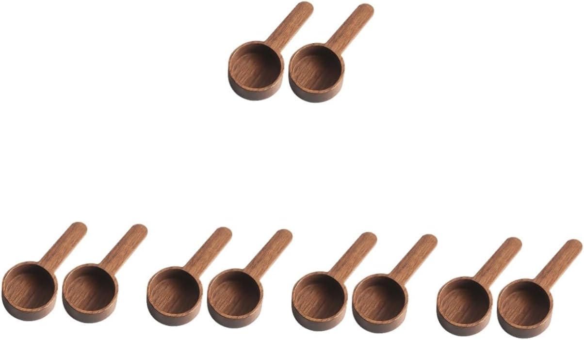 10pcs Retro Style Coffee Scoop Wooden Serving Spoon for Ground Coffee Tea Sugar