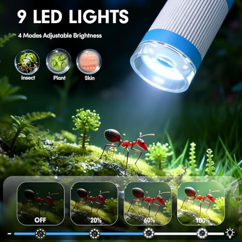 FINIBO Digitales Mikroskop für Kinder 1000X, 2,4″ Bildschirm, Kindermikroskop zum Lernen & Entdecken, mit USB Foto- & Videoaufnahme, Spielzeug ab 6 Jahre Jungen & Mädchen