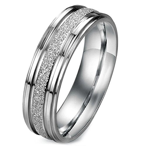 JewelryWe Biżuteria 4/6 mm szerokość stal szlachetna pierścionek damski pierścionek męski pierścionek partnerski piaskowany obrączka ślubna pierścionek kolor srebrny, 59 mm, Stal nierdzewna, Perła