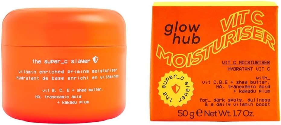 Glow Hub The Super C Slayer Vitamin Enriched Priming Moisturiser with Vitamin C and Tranexamic Acid for Anti-Pigmentation and Dull to Blemish Prone Skin 50g