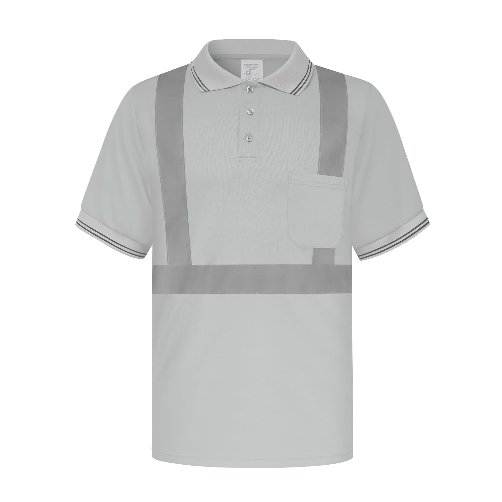 TCCFCCT Hi Vis Shirts for Men Construction Work, Hi Vis Shirts for Men Reflective, Safety Polo Shirt for Men Night Working, Quick Drying, PLD-Light Gray-5XL