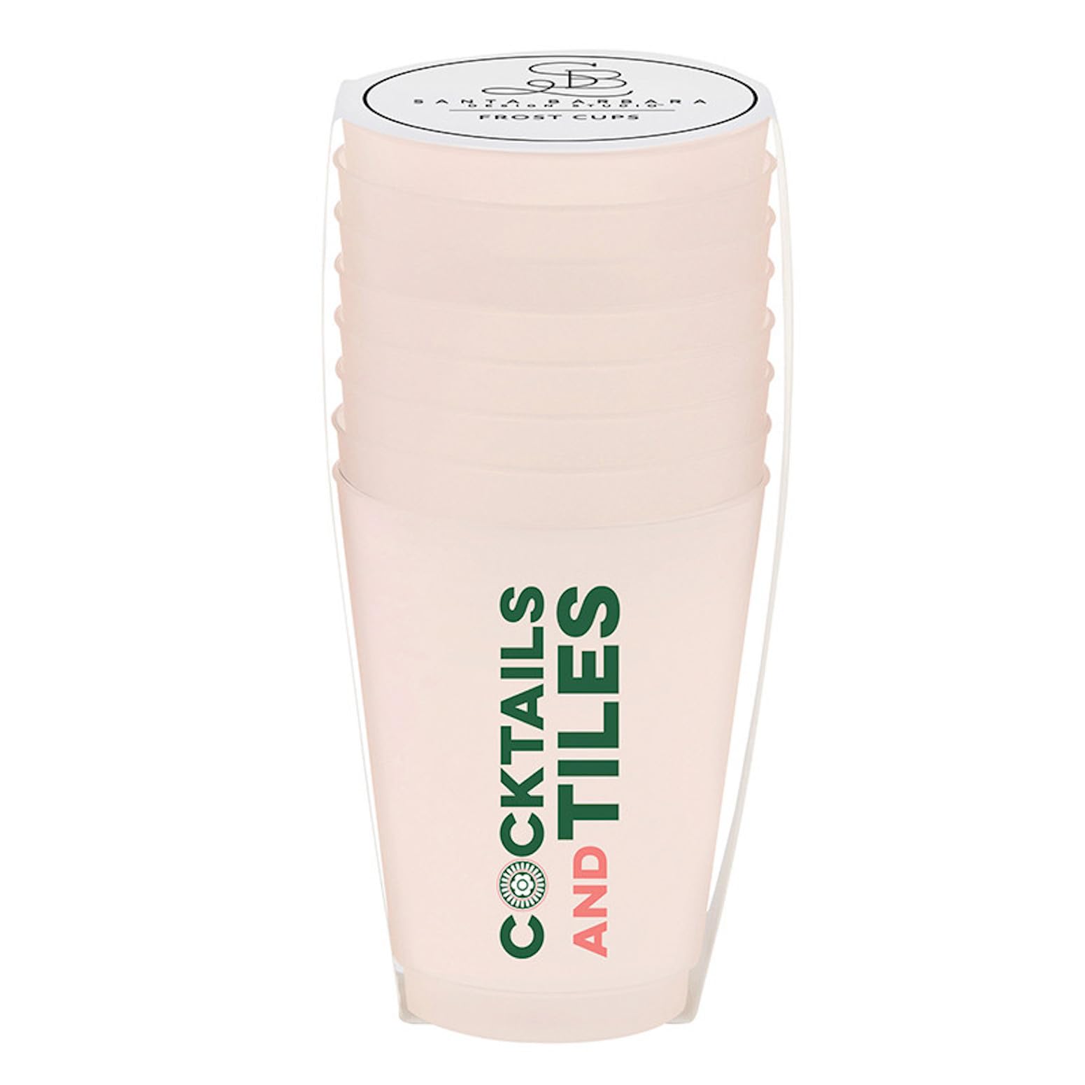 Santa Barbara Design Studio Mah Jong Party Cups 8-Count Reusable Plastic Frost Cups, 16-Ounce, Cocktails and Tiles