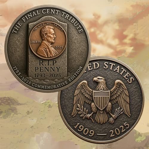 Final Cent Memorial Coin (1909-2025) - Last Penny Coin, Lincoln Penny Tribute, Historical Commemorative Coin for US Penny Era, Nostalgic Collector's Gift - View 8