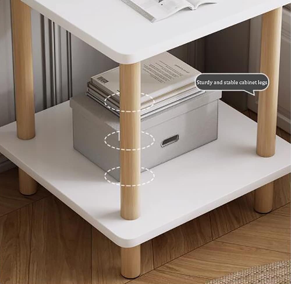 2-Tier End Table Square Side Table Coffee Table with Storage Shelf for Small Place Living Room and Reception (Color : Blue)