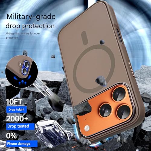 Image of Elzzi Magnetic for iPhone 17 Pro Max Case (2025)(Compatible with MagSafe)(Military Grade Drop Protection) Matte Shockproof with Anti-Fingerprint Phone Cover, 6.9''|Brown
