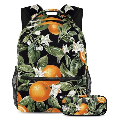 Art Fruit Orange sac à dos enfant ergonomique anti mal de dos avec trousse