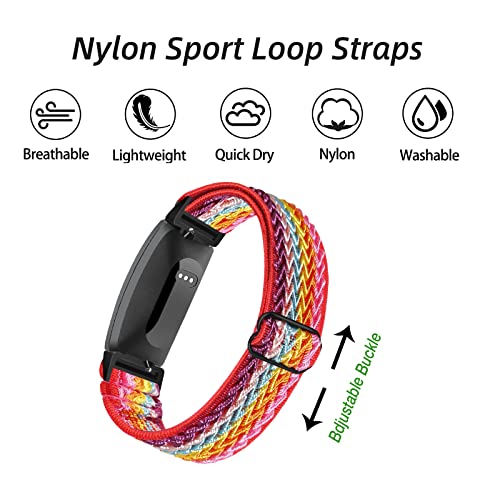 Bands Replacement Compatible With Fitbit Inspire Hr/Inspire/Inspire 2 Fitness Tracker Adjustable Soft Loop Nylon Fabric Breathable Stretchy Straps For Women Men, 6-Pack #TOP1