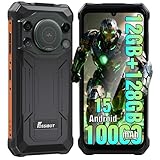 FOSSIBOT 12GB+128GB /2TB Rugged CallPhone, F110 Series Android 15 Smartphone, 10000mAh Unlocked Phone,128dB Loud Volume 6.745' 50MP Camera Waterproof Phone Dual SIM/Camping Light (2026 Orange)